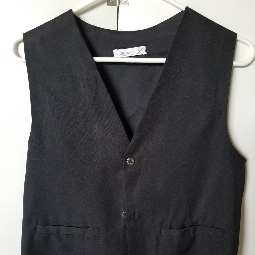Black three button vest